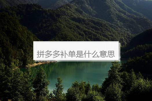 拼多多补单是什么意思？为什么要补单？